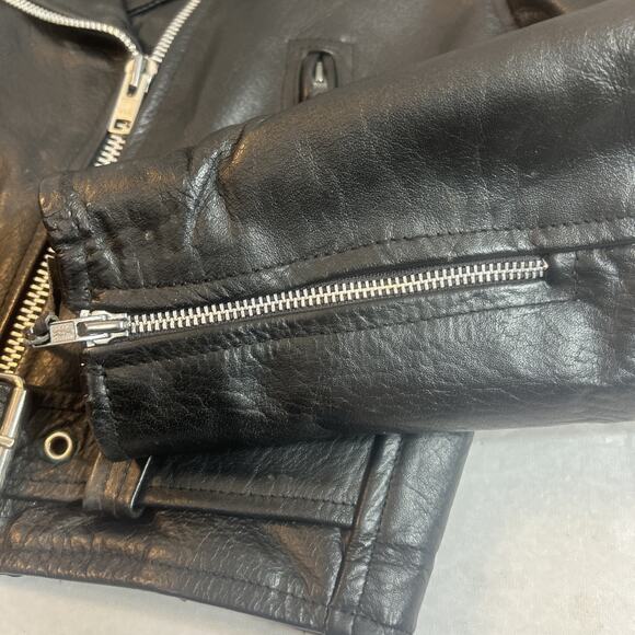 Shaf Leather Jacket Men’s L 42 Motorcycle Moto Biker Style Grunge Rock VTG 80's - Picture 10 of 15